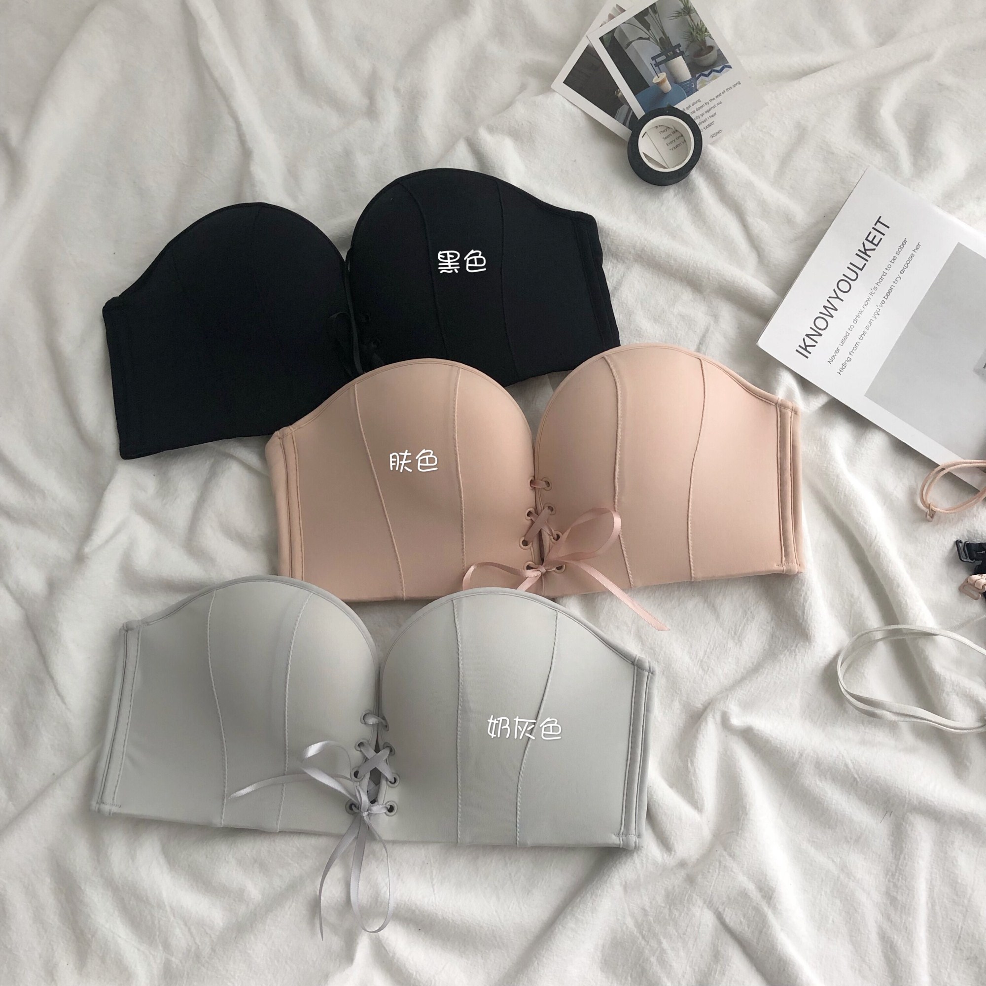 Real-price pull-rope straps, no shoulder straps, underwear, small bust, open shoulder invisible bra, plaster bra, skid-proof