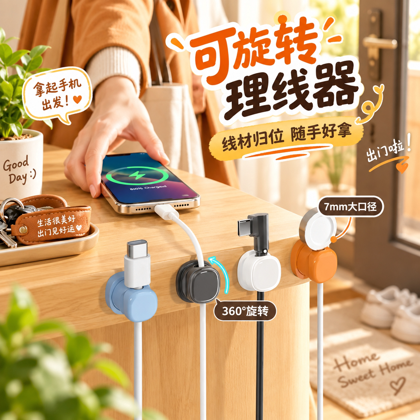 理线器桌面数据线收纳