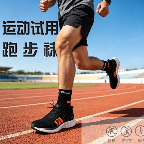 羽毛球袜子男款中筒跑步马拉松加厚毛巾底男士篮球运动袜