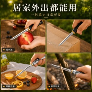云墨水果刀家用小刀锋利高硬度刀具便携式蒙古手把肉刀网红小直刀