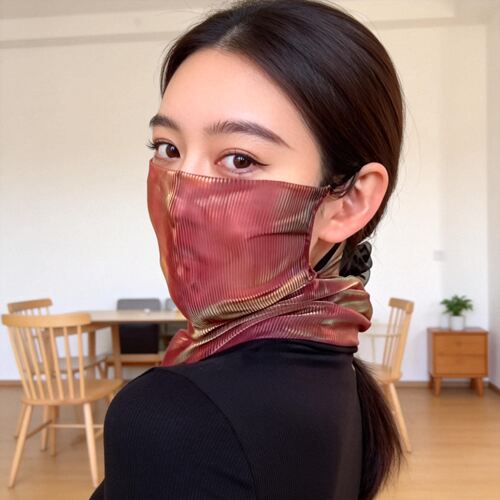 韩版新款夏季防晒面纱炫彩挂珠多功能围巾丝巾时尚洋气百搭面罩款