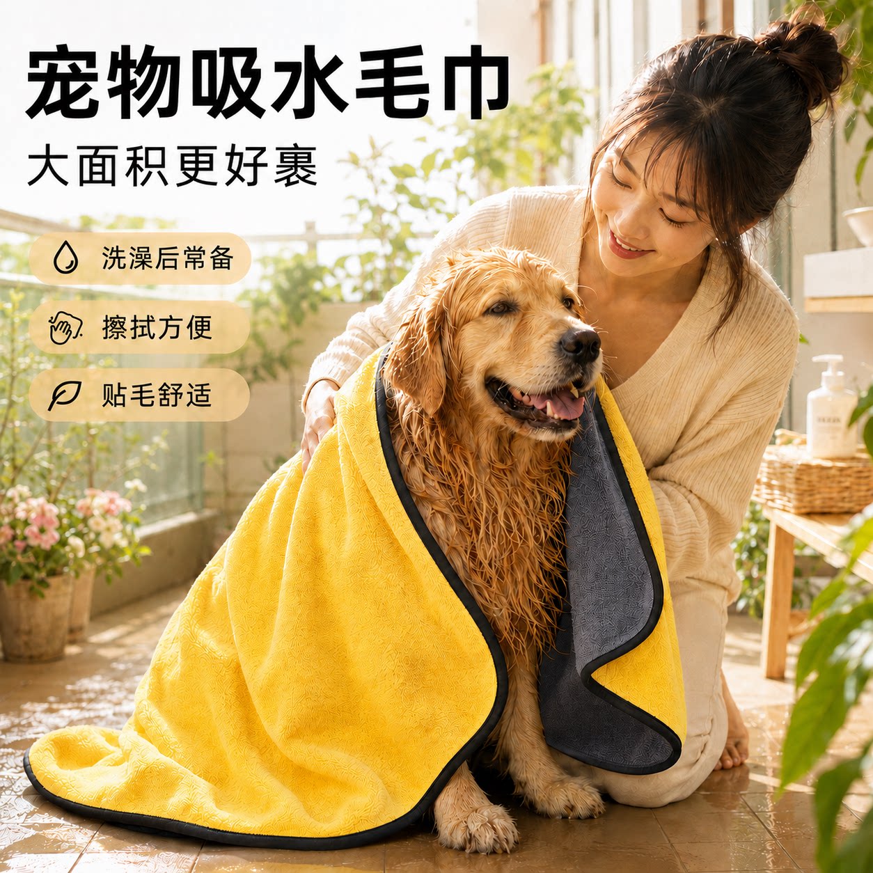 宠物吸水毛巾速干加厚不易掉毛