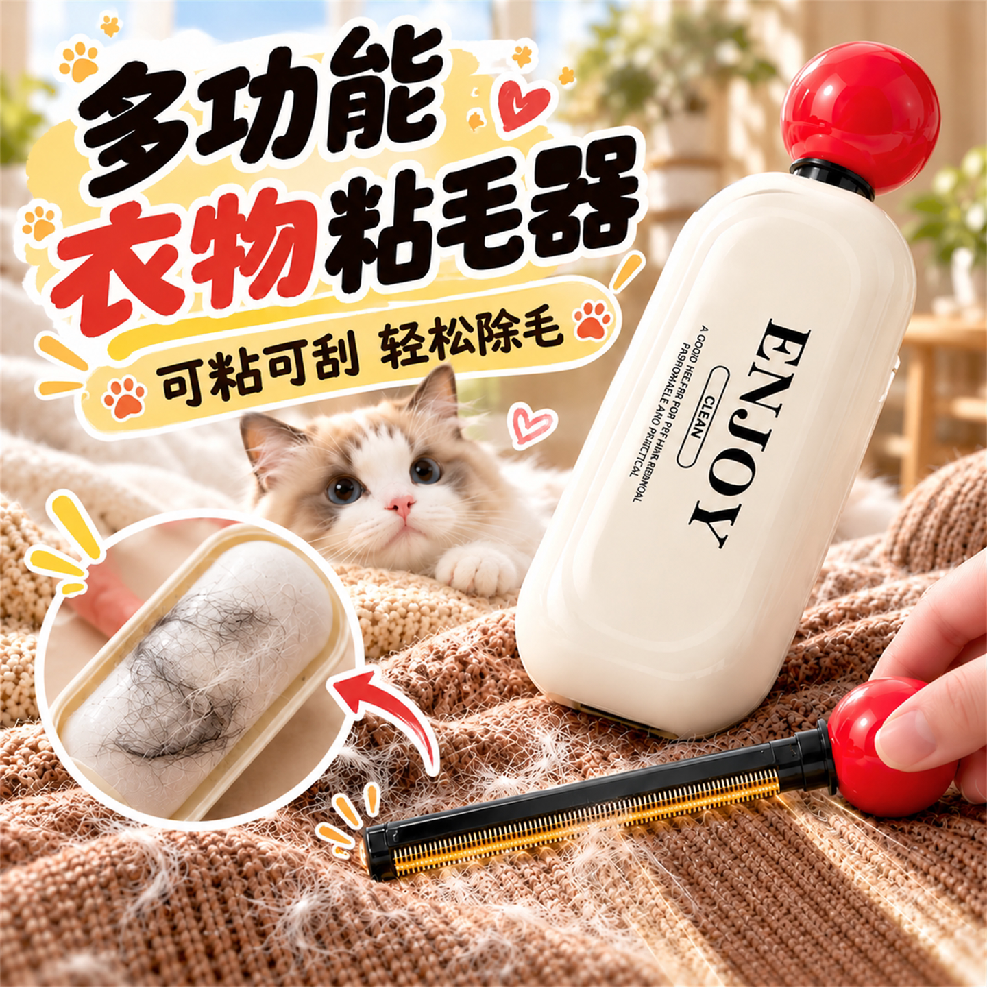 水洗粘毛器衣物除尘滚轮除毛刷