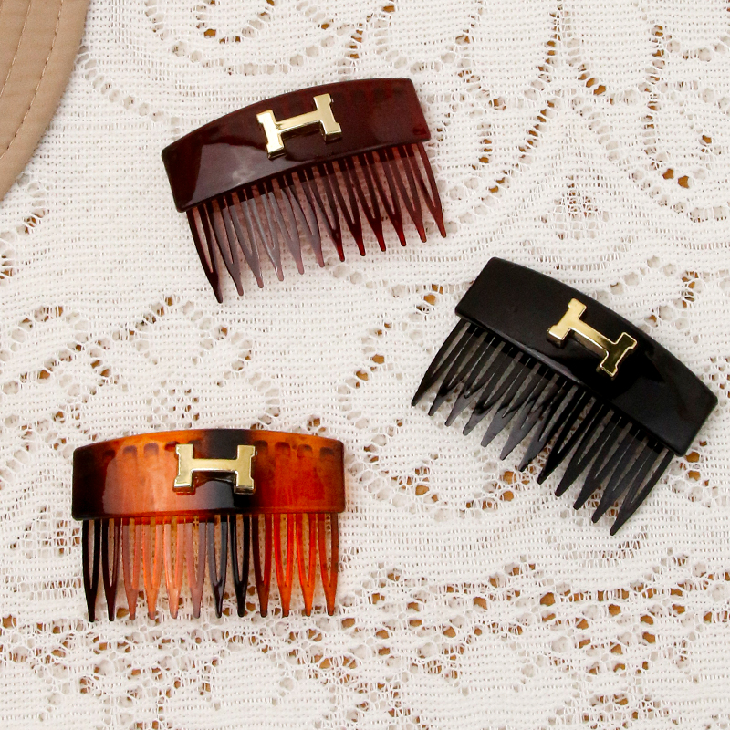 新款H字母齿梳插梳边夹