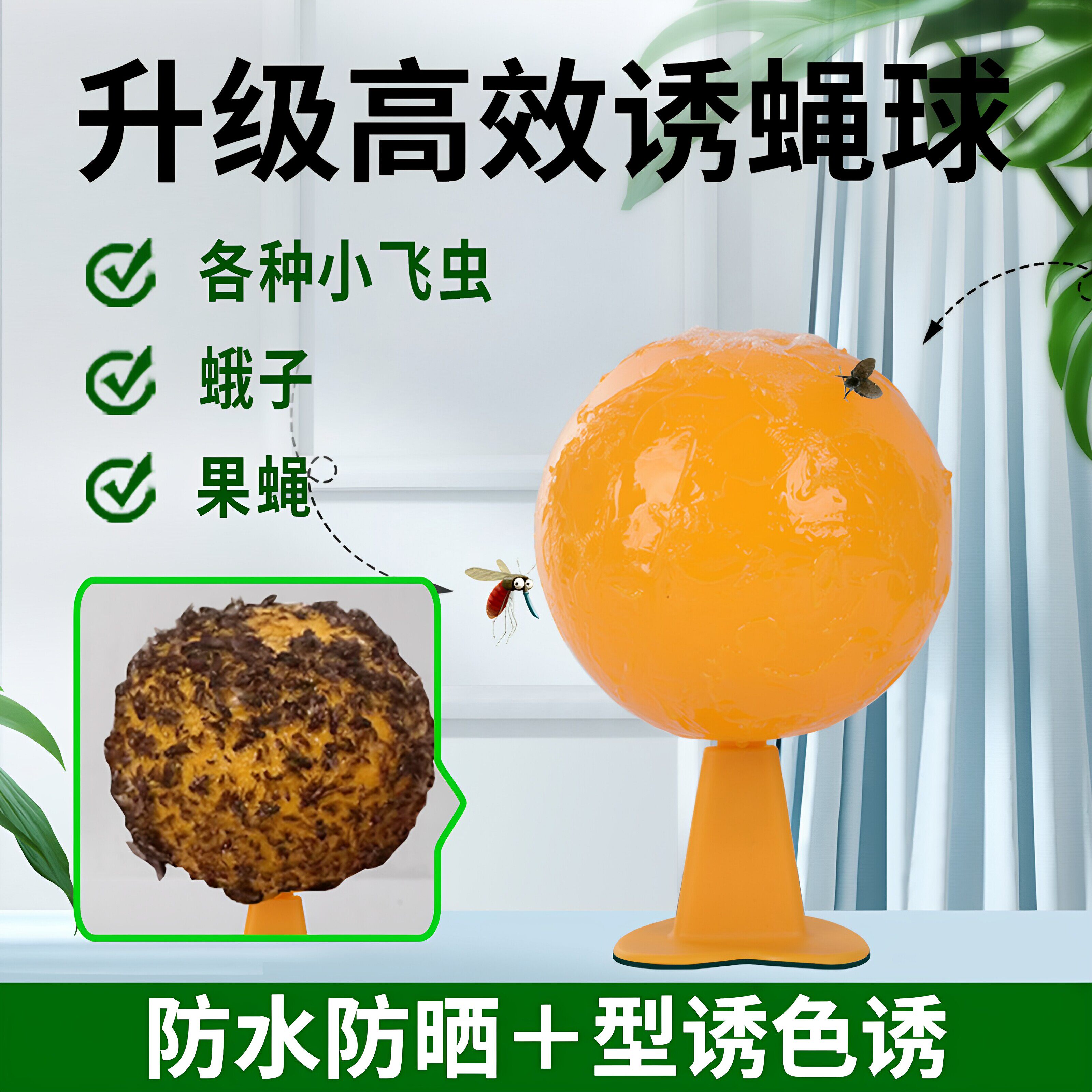 果蝇诱捕器小飞虫引诱工具室内吸引飞虫厨房蠓虫粘虫球诱苍蝇家用