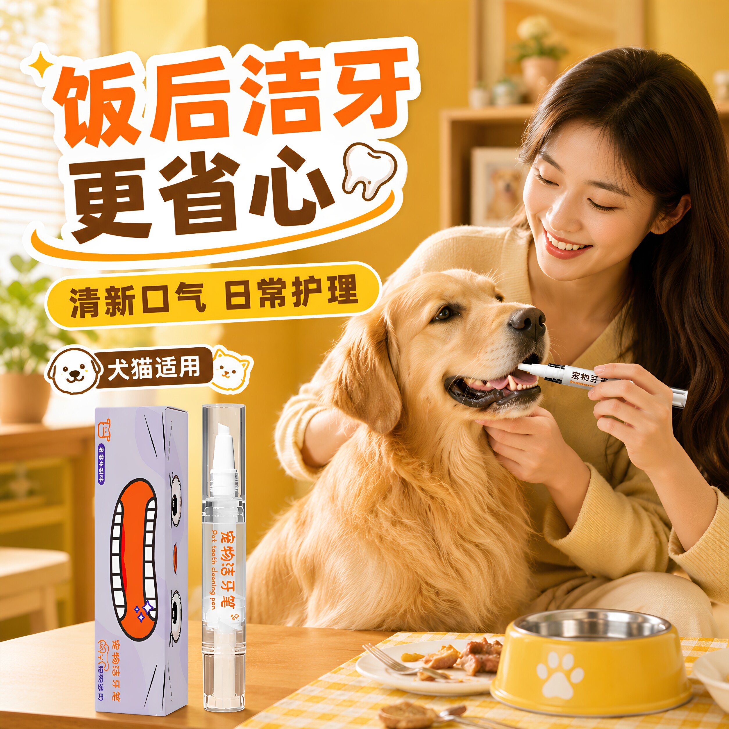 宠物洁牙笔牙刷笔牙膏一体猫狗口腔清洁结石除口臭狗狗猫咪刷牙用