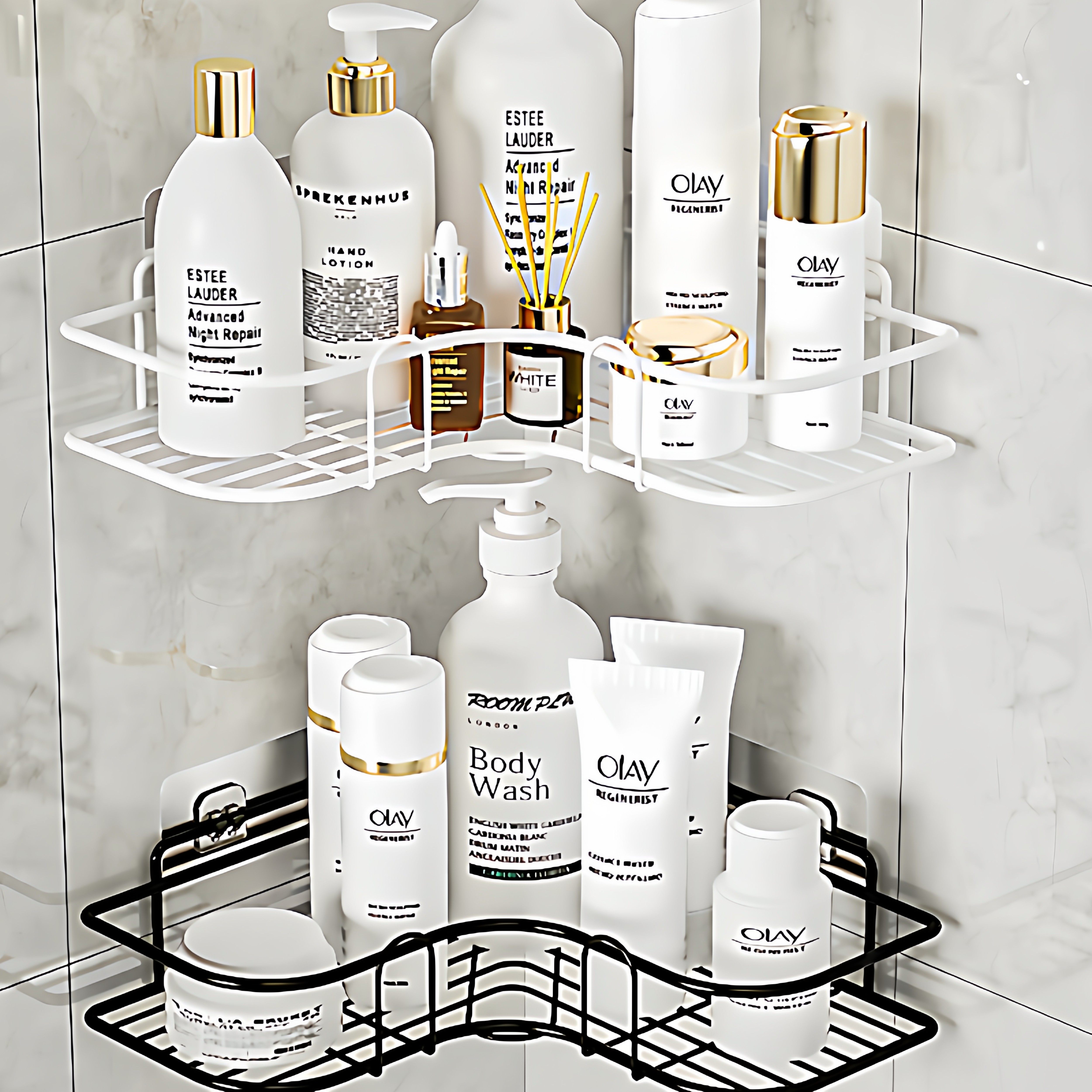 卫生间置物架厕所洗手间免打孔壁挂三角架浴室洗漱台化妆品收纳架