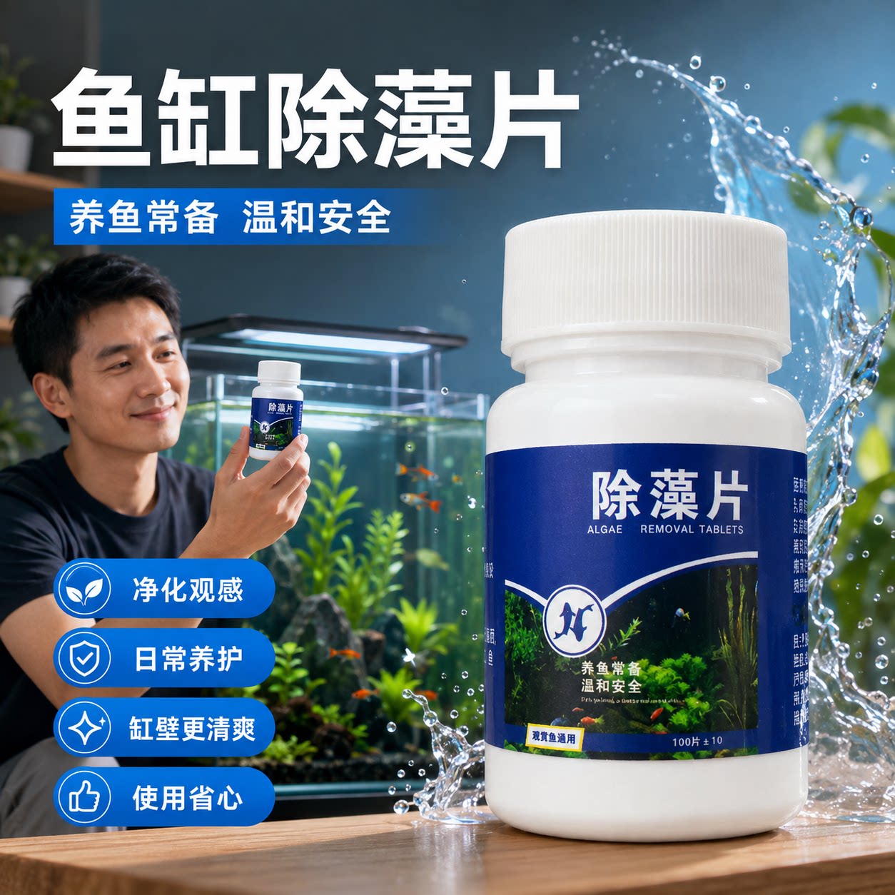 鱼缸除藻剂片剂去苔剂净青苔清除剂褐藻绿水藻去除水草不伤鱼藻剂
