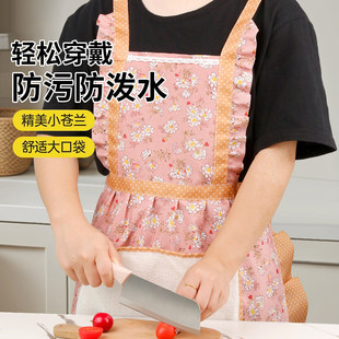 可擦手帆布家用围裙厨房耐脏防污防油透气女公主裙做饭围腰工作服