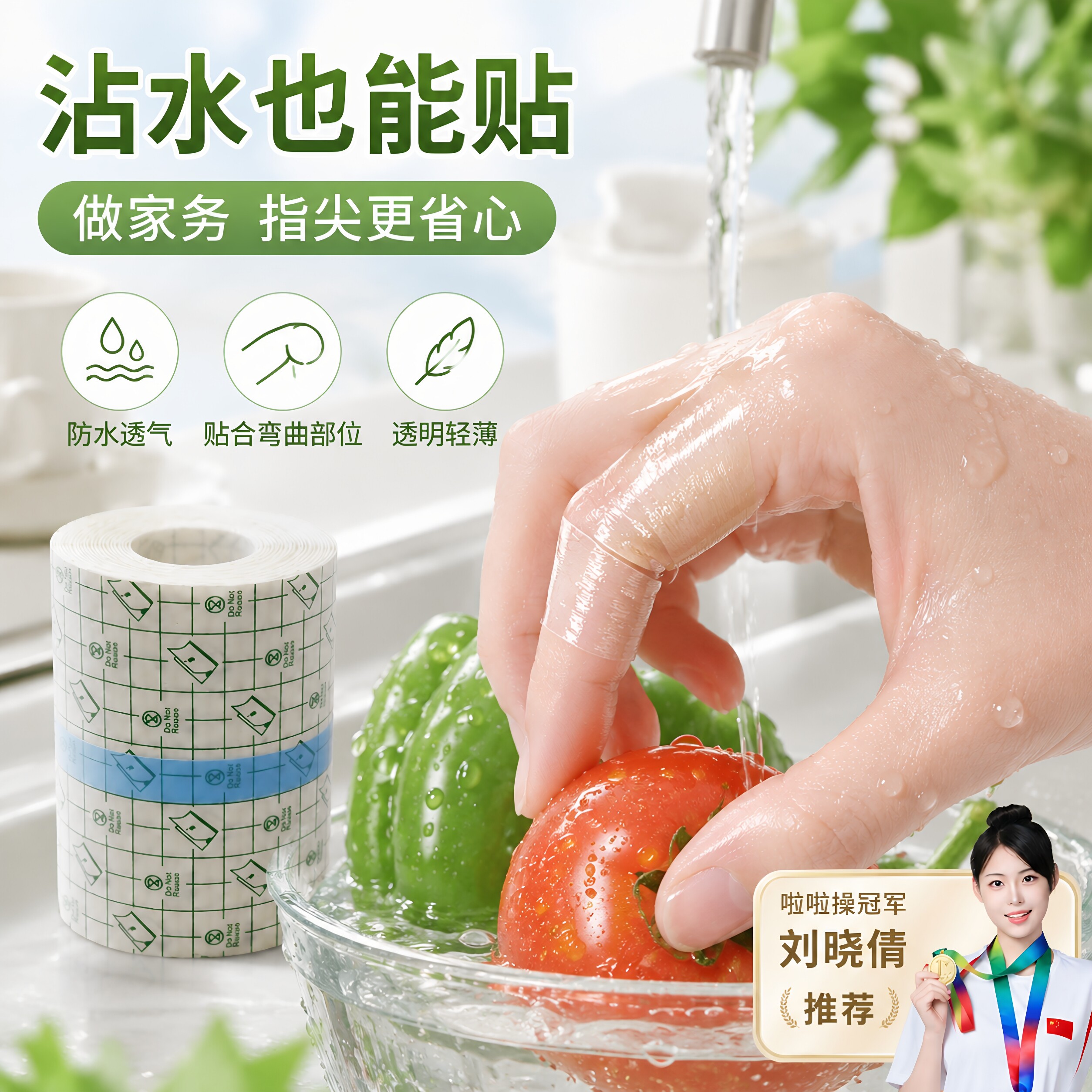 pu膜防水贴卷装伤口术后保护透明洗澡游泳胶布胶带膏药固定