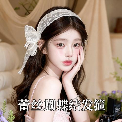 法式蝴蝶结蕾丝宽边发箍女2026新款发带式压发头箍夏发卡网红头饰
