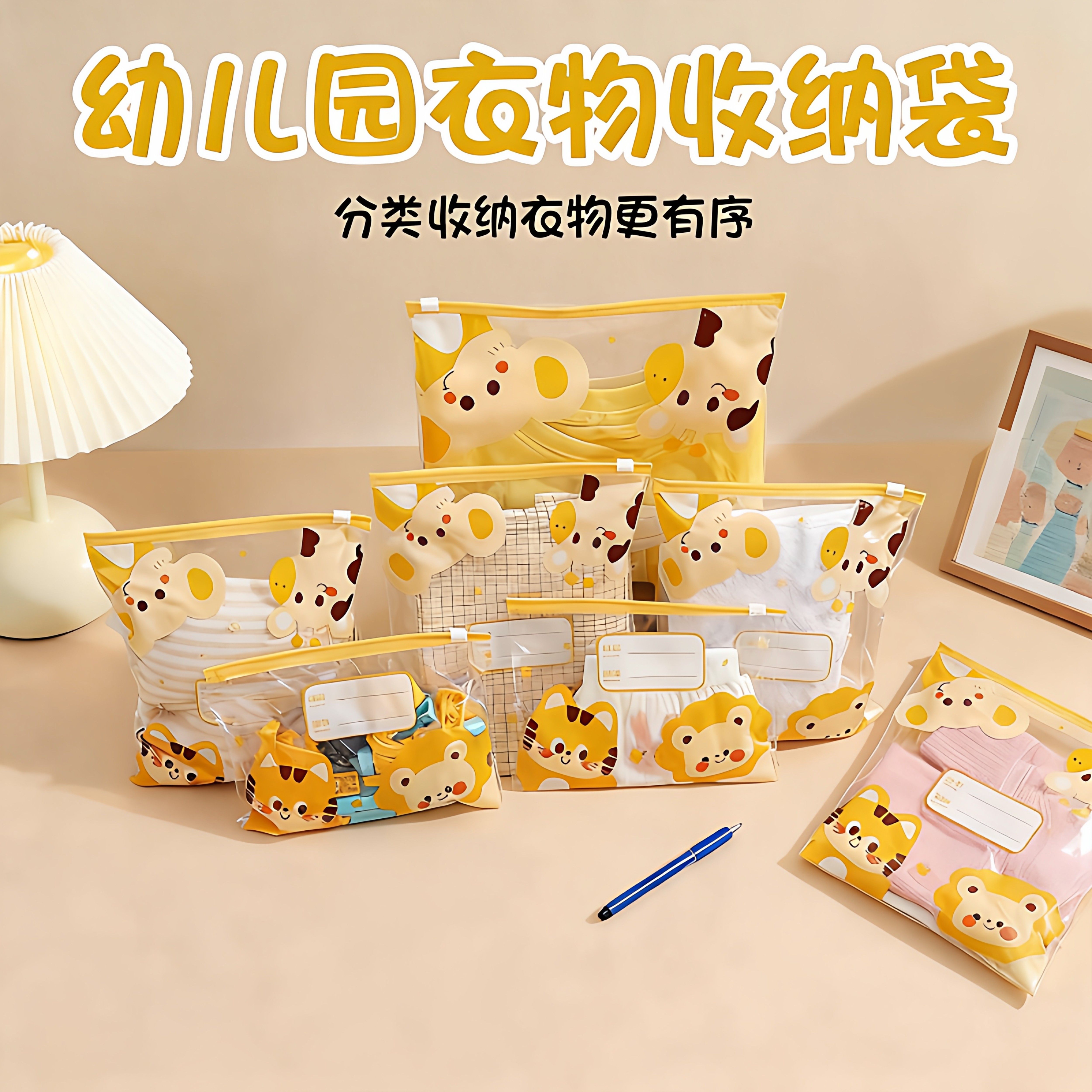 幼儿园宝宝入园衣服儿童入学用品衣物收纳袋密封防尘分装脏衣袋子