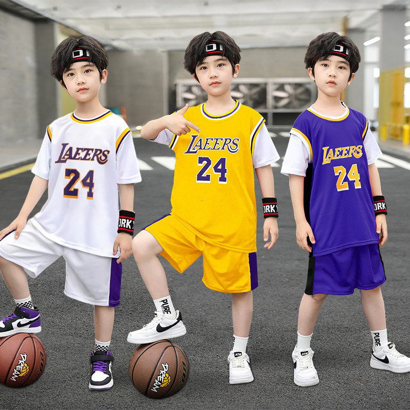 全棉儿童篮球服套装短袖幼儿园比赛训练服詹姆斯科比24号球衣定制