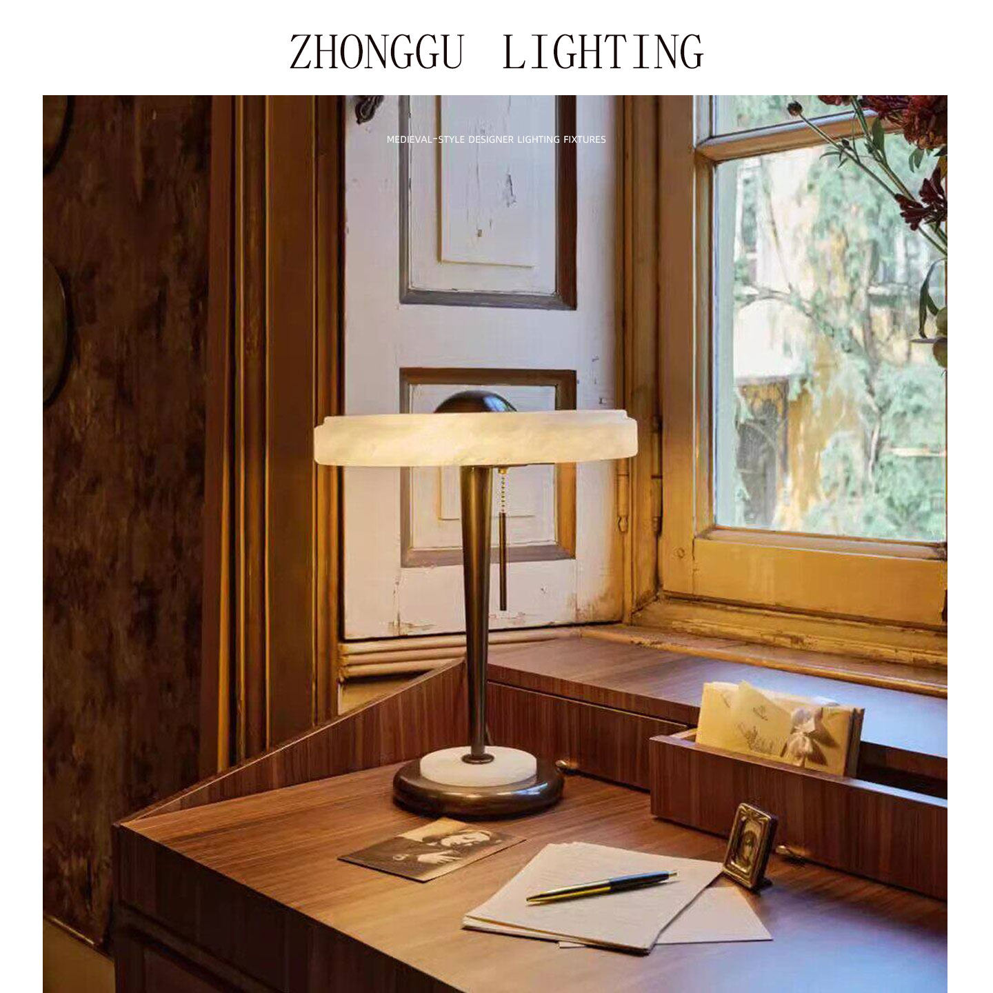 后现代轻奢台灯全铜云石灯客厅卧室床头台灯北欧简约个性创意氛围