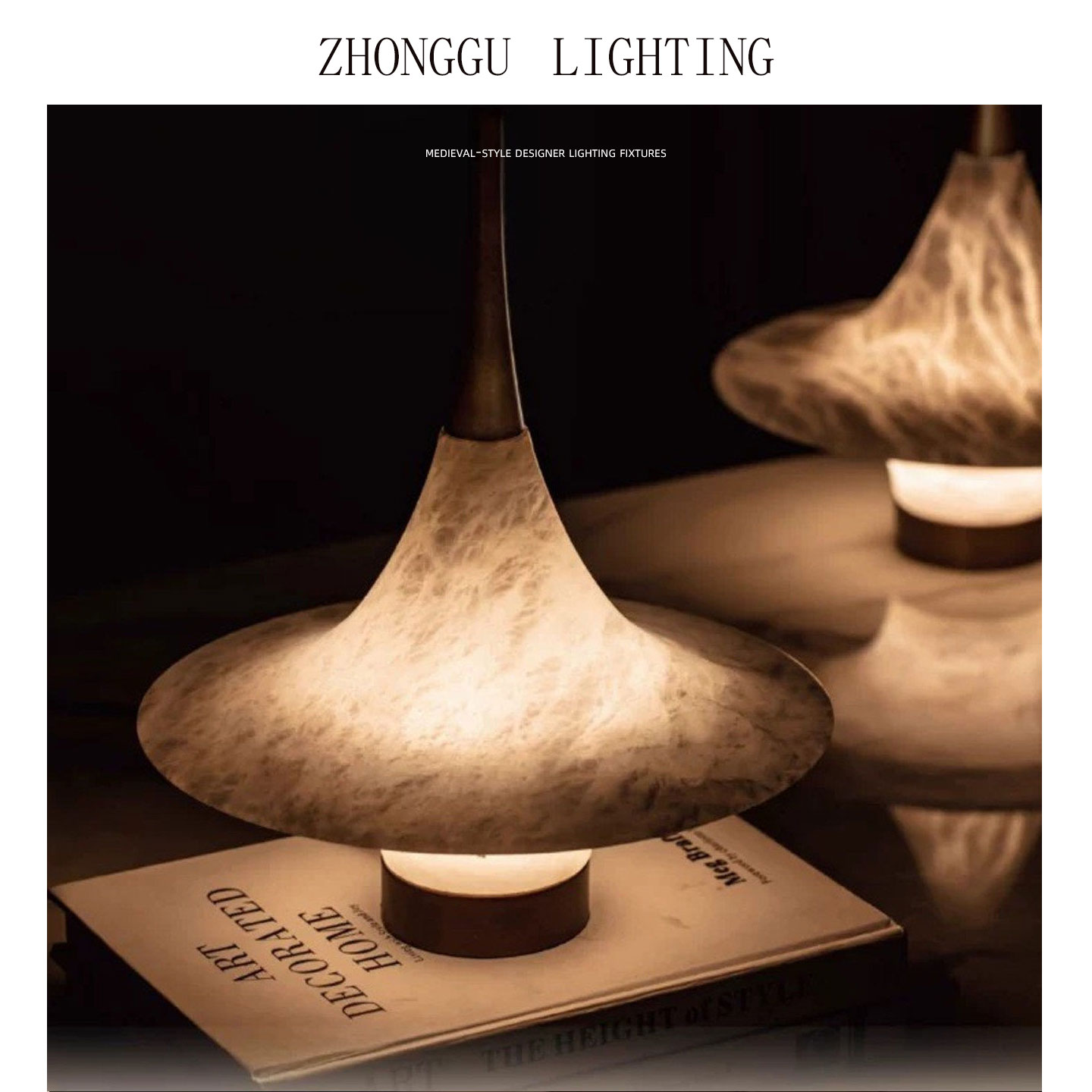 中古风云石蘑菇客厅台灯中式现代设计师款样板间卧室床头展厅灯具