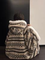 Fairisland-patterned cape bathrobe, thickened coral fleece, soft touch, hooded home wear, coat, pajamas for women in winter thumbnail 7