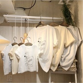 韩范风卡通字母爱心纯棉推荐 2020夏装 T恤 爆款 家庭亲子装 韩版 童装
