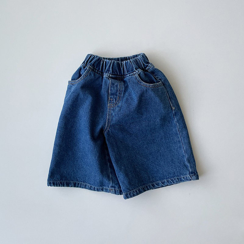 男女童ins牛仔短裤夏季新款 韩系韩范时尚儿童阔腿裤松紧腰七分裤