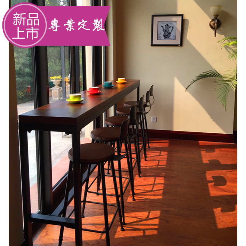 鐵藝休閑咖啡廳酒吧台桌 家用長條實木靠牆吧桌窗邊吧台高腳桌椅在類目 住宅傢俱, 案/臺類, 吧檯中 - 來自Buy2taobao.com提供專業的淘寶代購服務