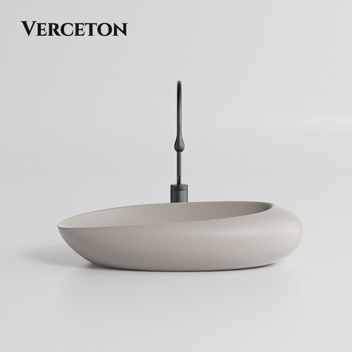 陶瓷一体异形洗手盆卡其色台上盆