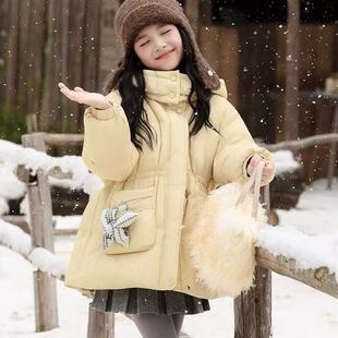 女童羽绒服冬装2025新款洋气中大童女孩学生青少年白鸭绒冬季童装