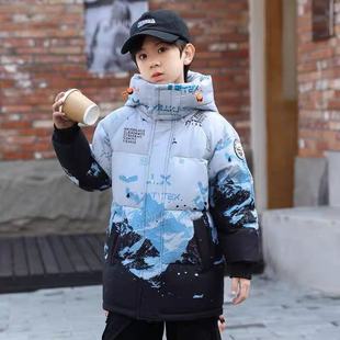 儿童羽绒服男童中长款2024新款加厚中大童青少年男孩帅气冬装外套