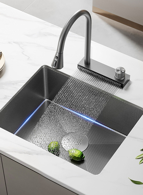 东鹏枪灰纳米304不锈钢单槽台下盆吧台岛台厨房洗手洗菜盆小水槽