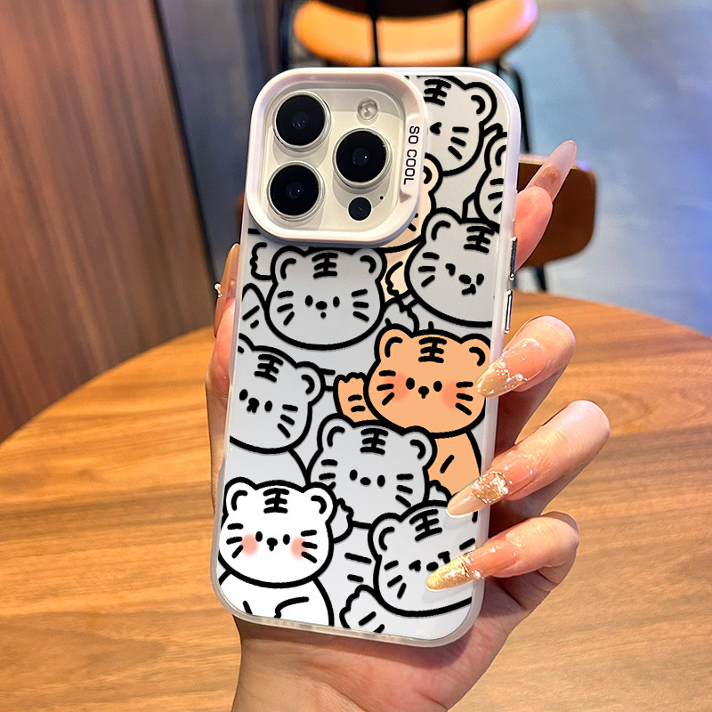 满屏老虎适用iphone17手机壳苹果16promax小米15情侣pura80华为mate70全包荣耀x50卡通opporeno15硬壳红米k80