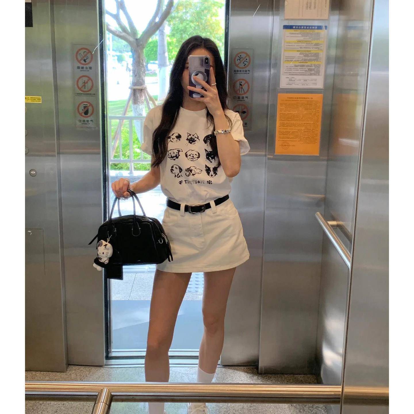 白色高腰牛仔半身裙女2026夏季新款防走光百搭小个子包臀a字短裙