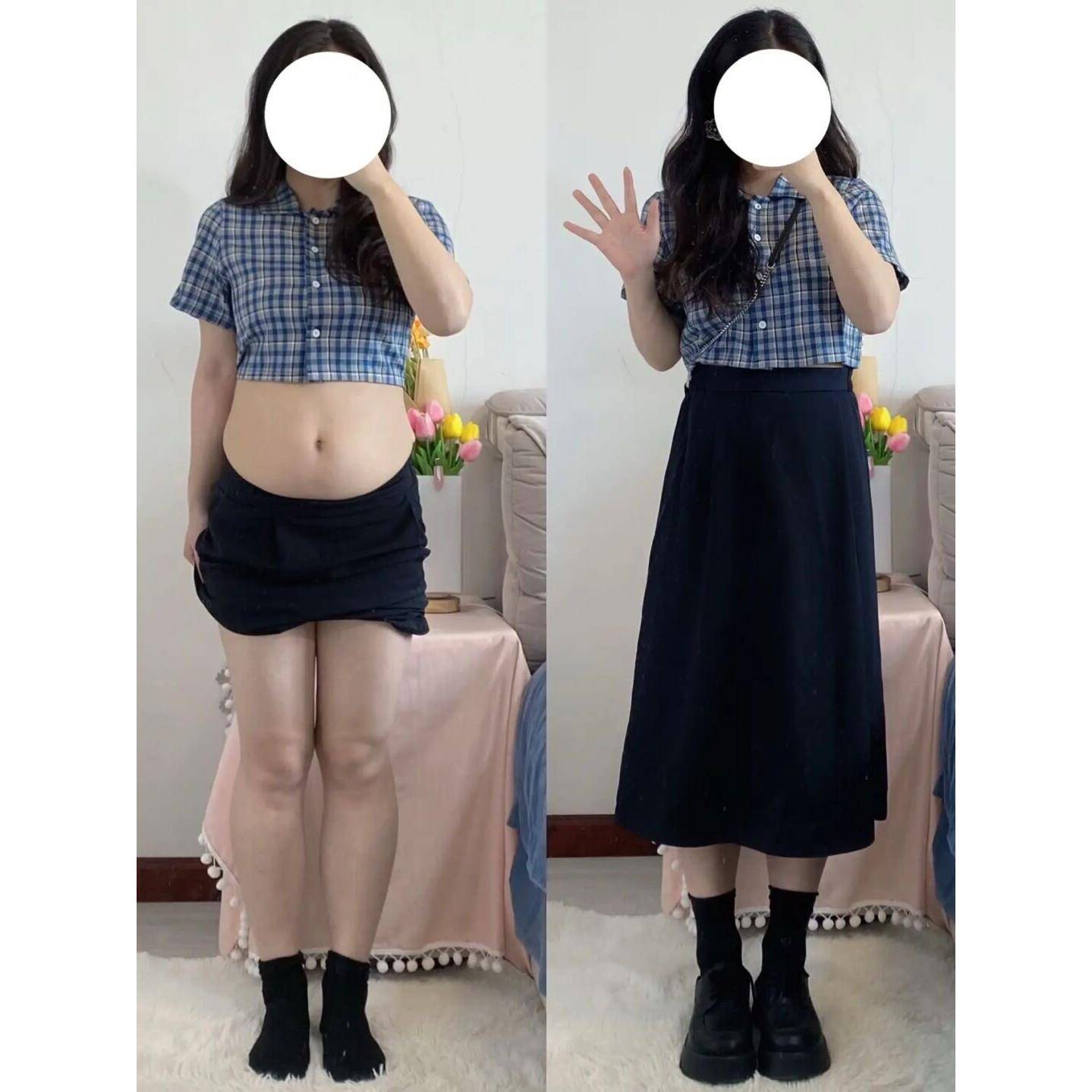 大尺码黑色半身裙女2026新款套装小个子夏季胖mm高腰半裙a字中长