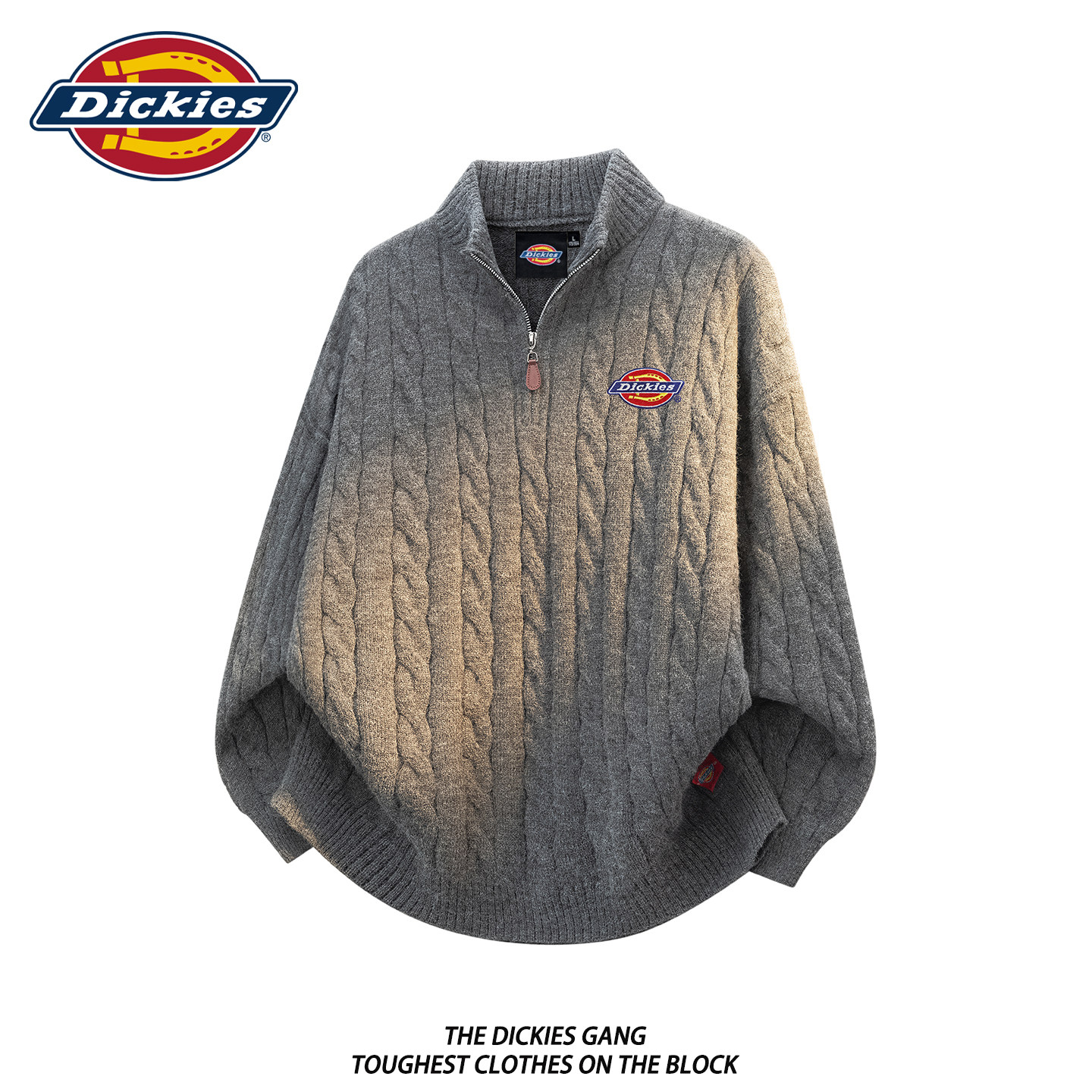 Dickies毛衣男士立领2026新款秋季半拉链套头加厚针织衫麻花上衣