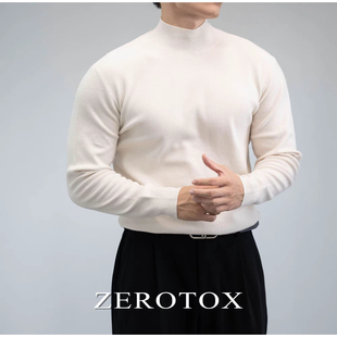 秋冬季男士羊毛针织衫保暖百搭莫代尔亲肤舒适半高领修身休闲毛衣