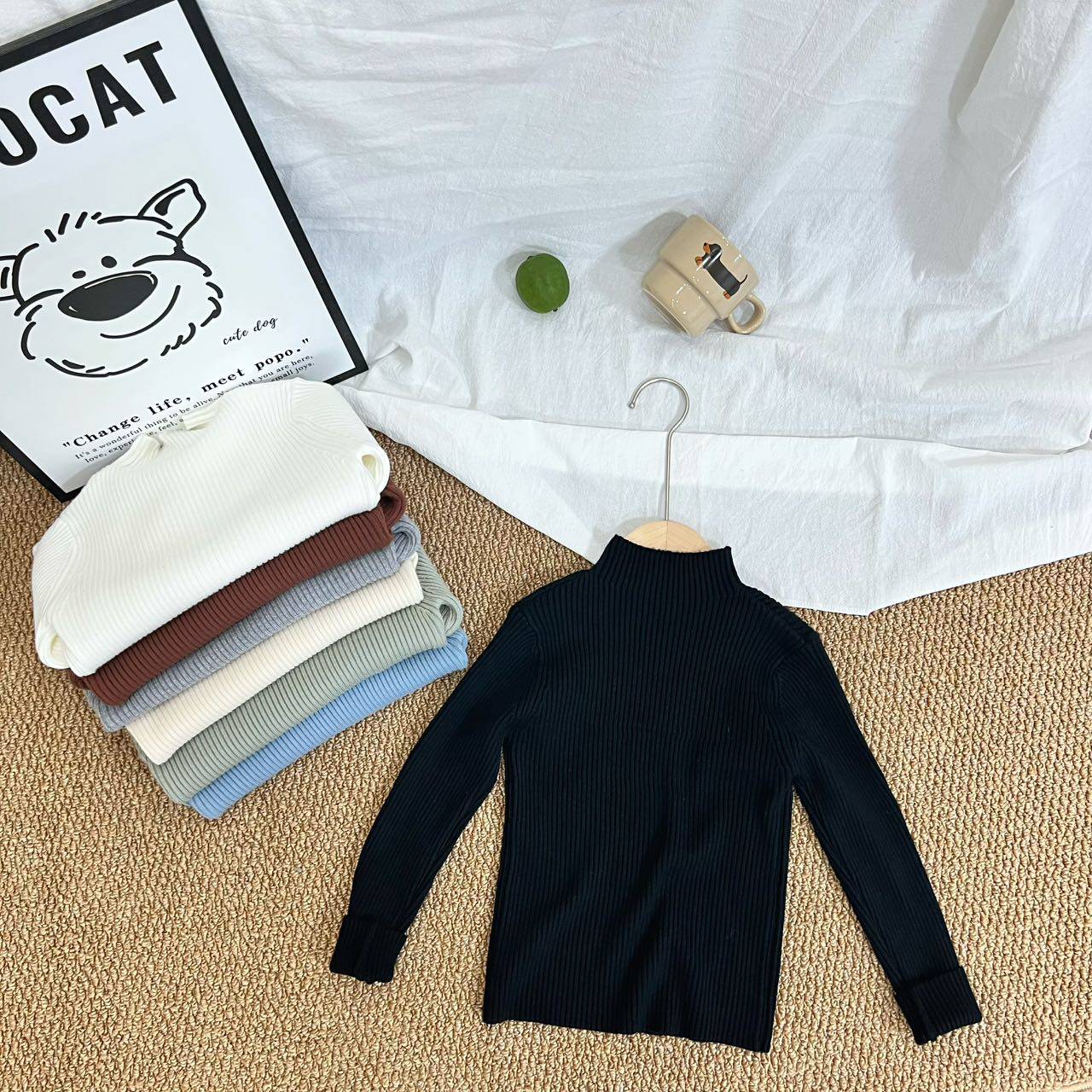 秋冬季儿童毛衣针织打底衫半高领纯色弹力男女童上衣百搭简约韩版