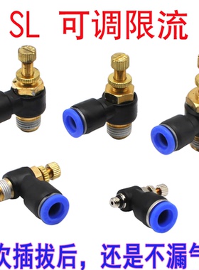 JSC调速接头SL6-01SL8-02-04气管接头调节限流接头气缸控速阀气嘴