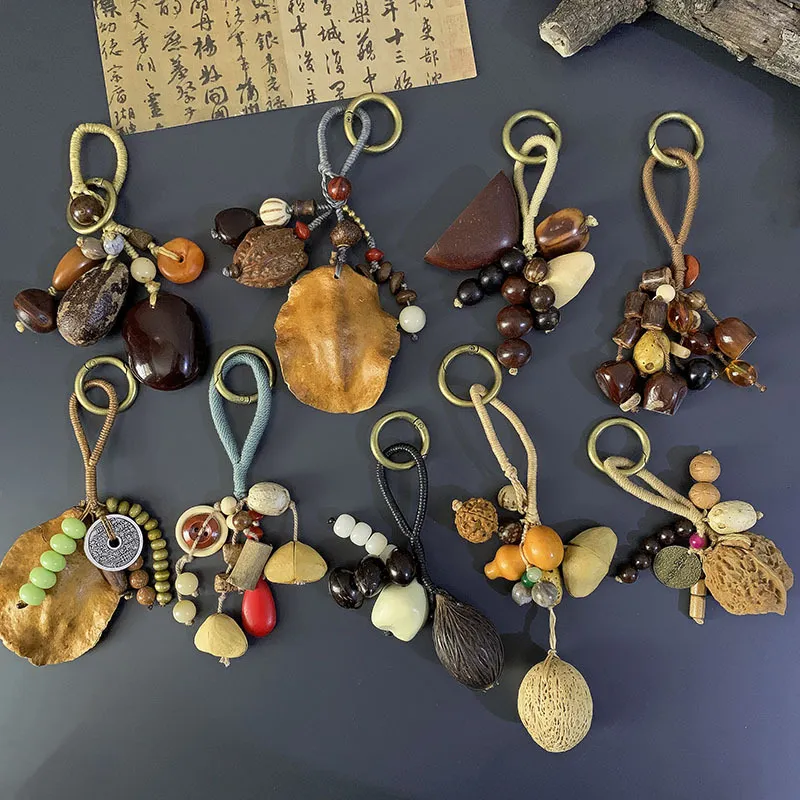 包挂天然种子果壳摇铃手工风铃音疗愈挂铃植物果实挂件背包车挂饰