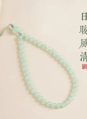 日暖风清绿色系手机链挂手腕绳女手机挂绳链绳链条串珠手机壳挂链