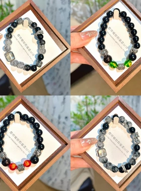 2026超值古风墨风招手串复古黑串珠感八方来财手链生日礼物热卖