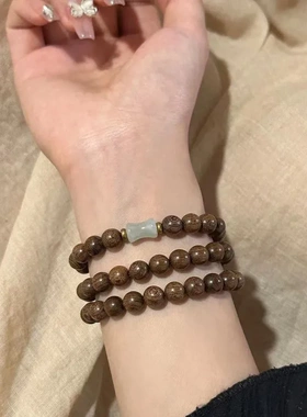 新款清冷双层手链木质手链木搭配东陵竹节多圈手串女生百搭