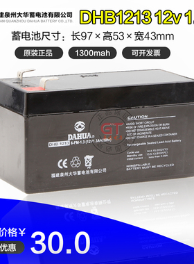 原装正品大华DAHUA DHB12v1.3ah铅酸蓄电池照明灯电梯备用电源