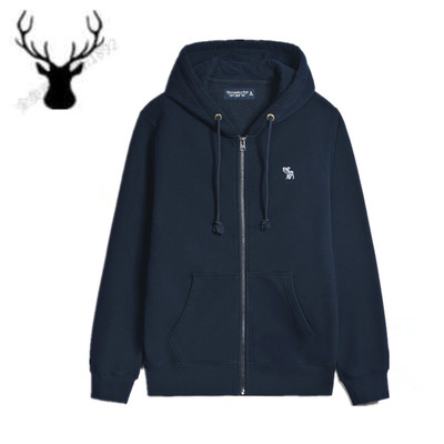 美国Abercrombie＆Fitch外套AF小鹿秋冬纯棉加绒开衫连帽男士卫衣