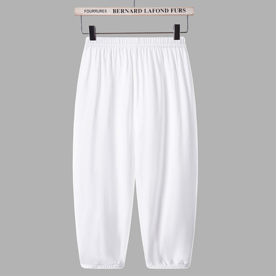 儿童防蚊裤男童棉绸夏季薄款宝宝睡裤女童白色裤子夏天绵绸灯笼裤