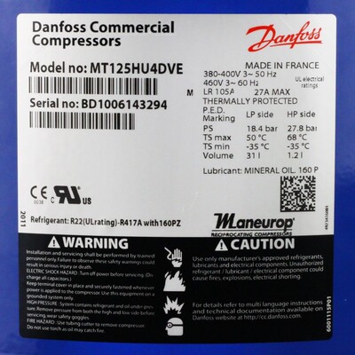 低温冷库压缩机 MT100HS4DVE MT125HU4DVE MTZ144HV4 MT160HW4VE