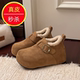 一脚蹬小个子内增高保暖加绒棉鞋 新款 女2025秋冬季 专柜毛绒勃肯鞋