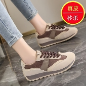 专柜2025新款 轻便软底百搭休闲跑鞋 冬复古阿甘鞋 女厚底拼色运动鞋