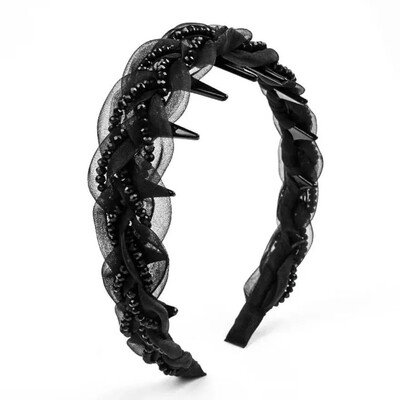 巴黎王妃 3.0升级版宽3.5厘米防滑麻花辫宽边发箍 FB1658黑