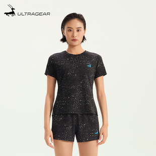 优极UltraGear T恤女 星空 59g轻量反光马拉松竞速弹力夜跑短袖
