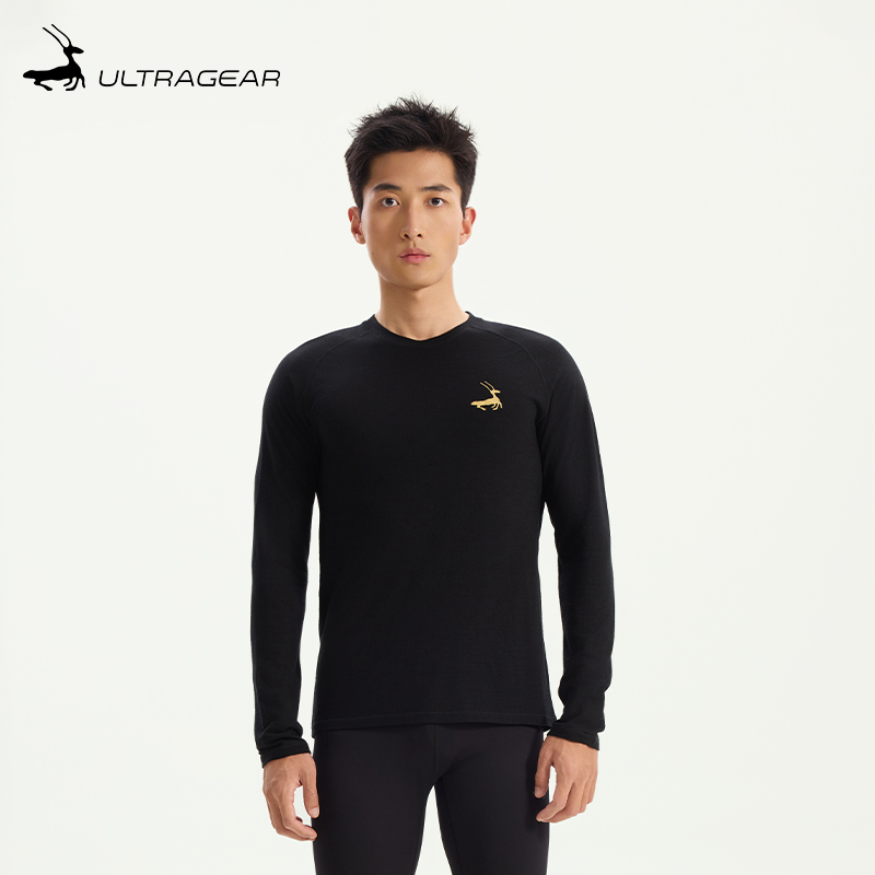 优极美丽奴羊毛男子跑步长袖T恤