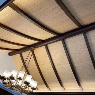 亚麻植物高档草编墙纸吊顶柜门背景墙面装饰新中式酒店装修材料