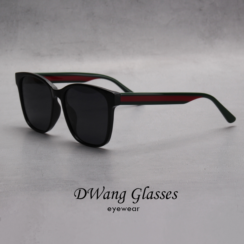 DWANG/TR粗框太阳镜大框条纹腿偏光墨镜驾驶开车男潮圆脸女防紫外