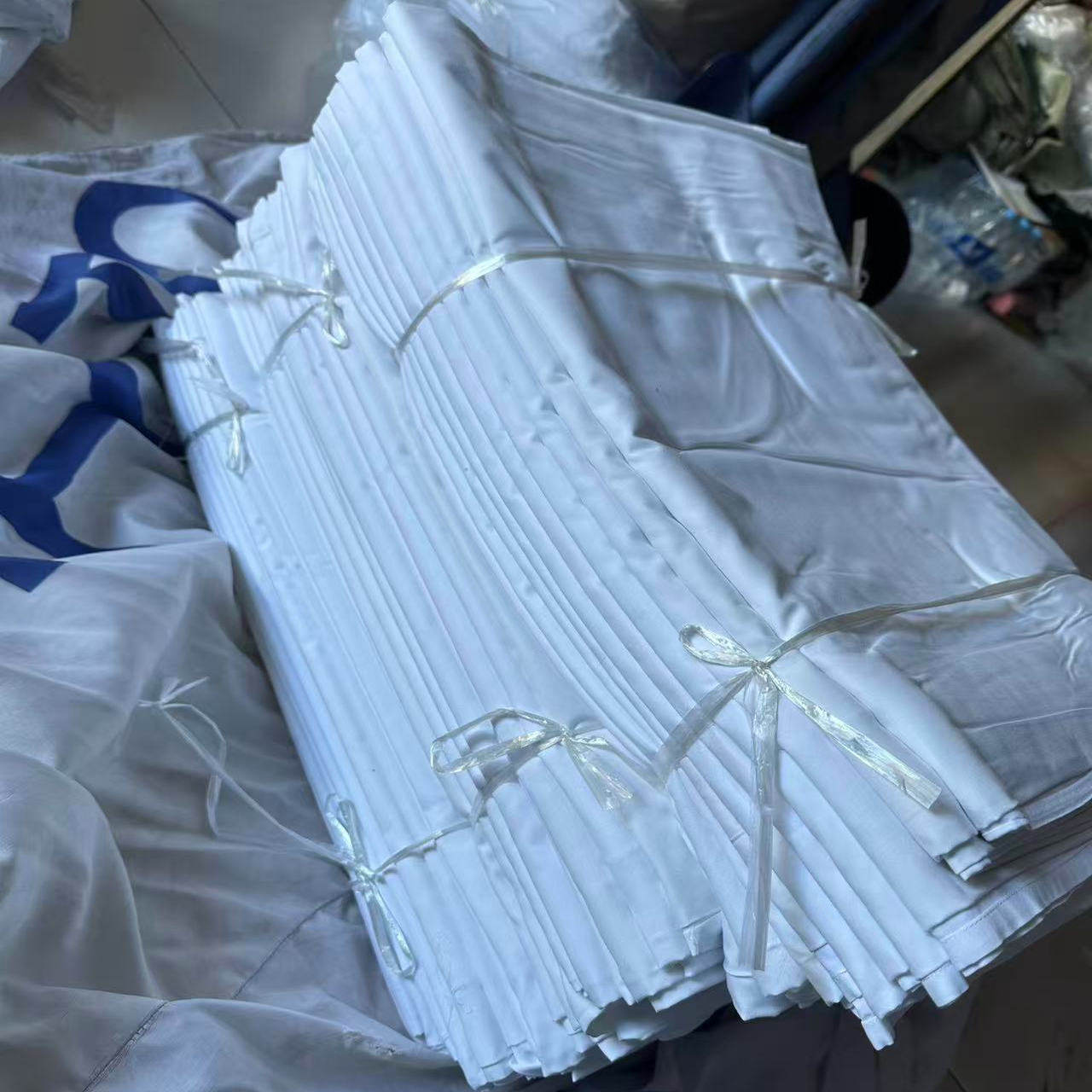 二手宾馆专用白色床单布草酒店纯棉缎条被单美容床按摩加厚全棉布